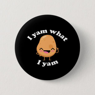 Ik ben Yam wat ik doe, Cute Vegetarian Thanksgivin Ronde Button 5,7 Cm