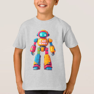Ik ben zeven robot voor kinderen 7e verjaardag rob t-shirt