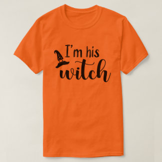 Ik ben zijn heks | Zwarte tekst koppels Halloween T-shirt