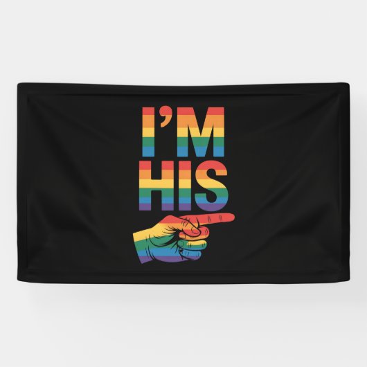 Ik ben zijn homo koppel dat LGBTQ Pride evenaart Spandoek (Horizontaal)