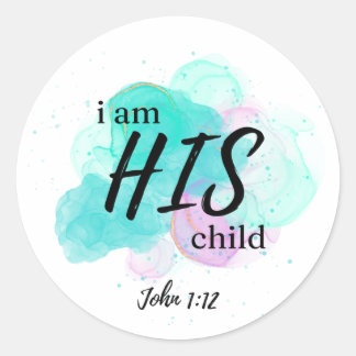Ik ben zijn kind - John 1:12 - Ronde Sticker