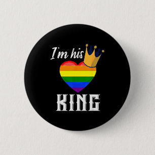 Ik ben zijn koning - Lgbtq regenbooghart homoseksu Ronde Button 5,7 Cm