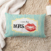 Ik ben zijn Mrs Red Lips Aqua en Limoen Texture Pi Kussen (Deken)