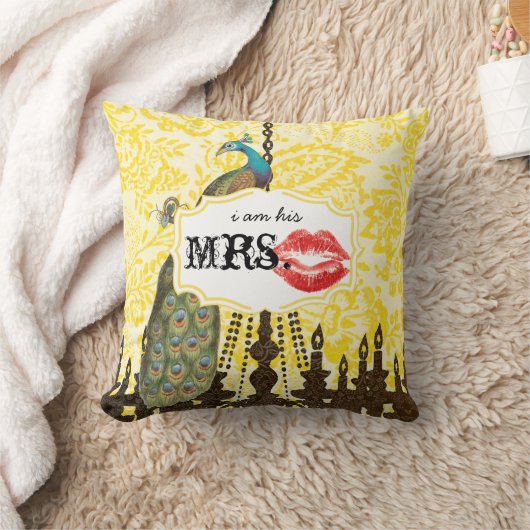 Ik ben zijn Mrs Red Lips Peacock Chandelier Kussen (Deken)