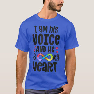 Ik ben zijn stem en hij is mijn hartautisme bewust t-shirt