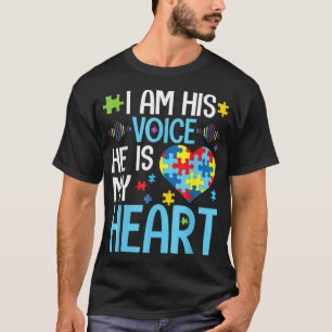 Ik ben zijn stem, hij is mijn hart, autisme bewust t-shirt