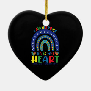Ik Ben Zijn Stem Hij Is Mijn Hart Autisme Bewustzi Keramisch Ornament