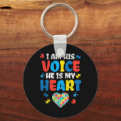 Ik ben zijn stem. Hij is mijn hartautisme bewustzi Sleutelhanger (Voorkant)