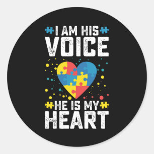 Ik ben zijn stem. Hij is mijn hartautisme mama pap Ronde Sticker