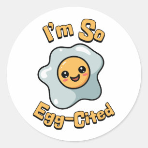Ik ben zo eiervormig! Schattigee en punny ei carto Ronde Sticker