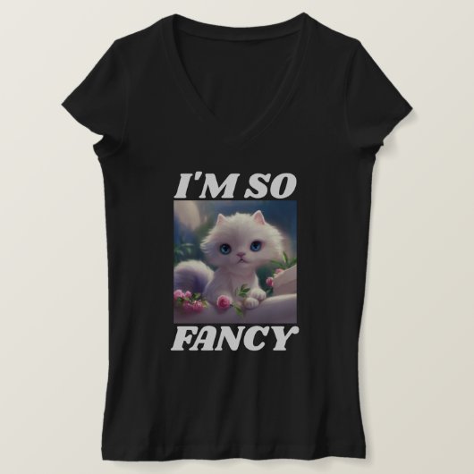 IK BEN ZO FANCY WIT KITTEN GROTE OGEN T-SHIRTS (Design voorkant)