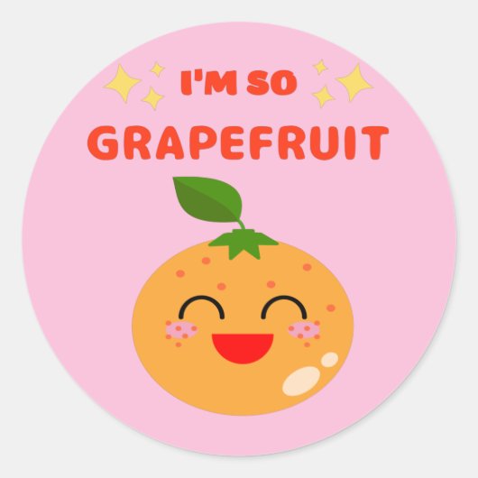 IK BEN ZO GRAPEFRUIT RONDE STICKER (Voorkant)