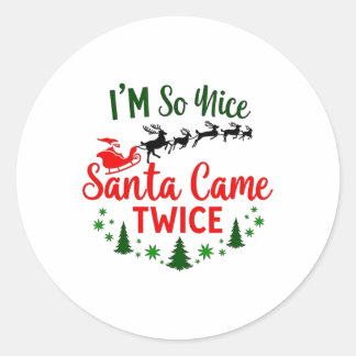 Ik ben zo mooi kerstman, twee grappige kerst ronde sticker