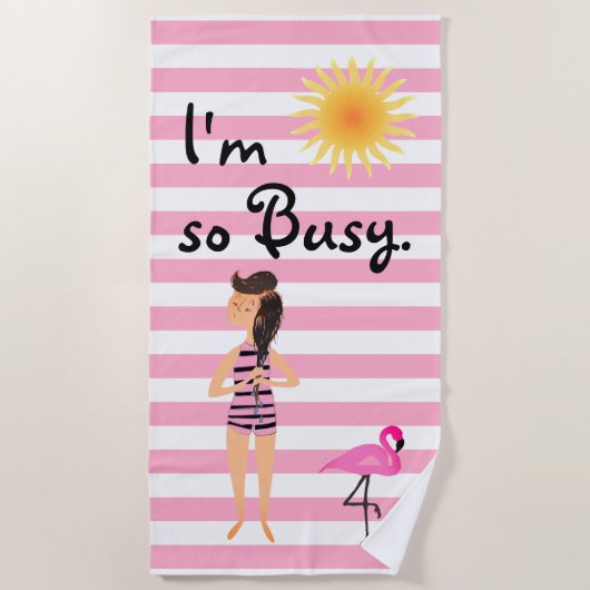 Ik ben zo'n Bezige Striped Beach Scene Beach Towel Strandlaken (Voorkant)