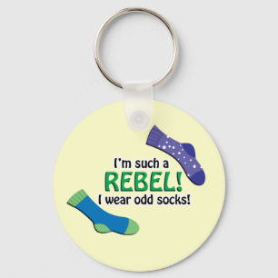 Ik ben zo'n rebel, ik draag rare sokken! sleutelhanger