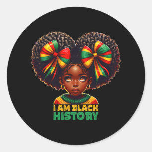 Ik ben zwart geschiedenis maand zwart melanine Kin Ronde Sticker