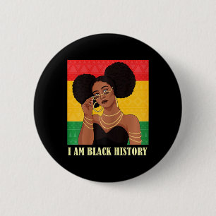 Ik ben zwart geschiedenisse opgeleid koningin Afro Ronde Button 5,7 Cm