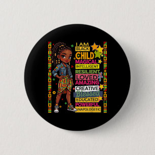 Ik ben zwart kind Geschiedenis Maand Afro-Amerikaa Ronde Button 5,7 Cm