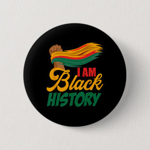 Ik ben Zwarte Geschiedenis Afrikaanse Kleuren Zwar Ronde Button 5,7 Cm