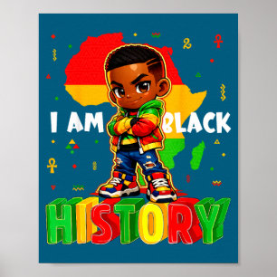 Ik ben zwarte geschiedenis afro-amerikaanse jongen poster