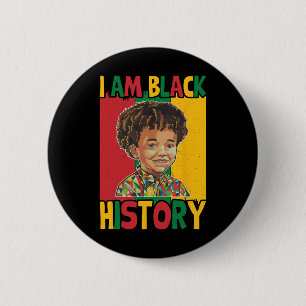 Ik Ben Zwarte Geschiedenis Jongen Afro-Amerikaans  Ronde Button 5,7 Cm