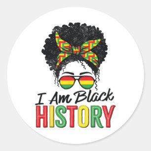 Ik ben zwarte geschiedenis maand Afrikaanse vrouwe Ronde Sticker