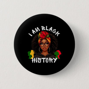 Ik ben zwarte geschiedenis maand Afro-Amerikaanse  Ronde Button 5,7 Cm