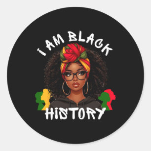 Ik ben zwarte geschiedenis maand Afro-Amerikaanse Ronde Sticker