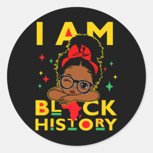 Ik ben zwarte geschiedenis Shirt voor meisjes zwar Ronde Sticker