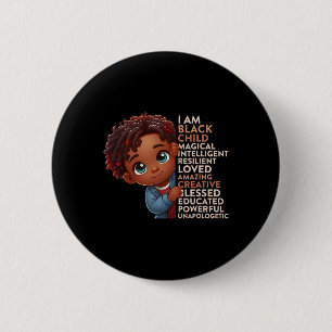 Ik ben Zwarte Kind Geschiedenis Maand Afro-Amerika Ronde Button 5,7 Cm