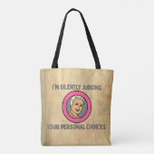 "Ik beoordeel in stilte uw keuzes" Canvas tas (Achterkant)