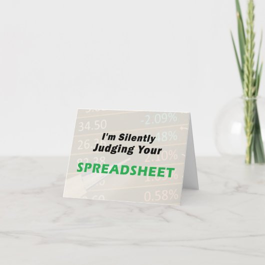 Ik beoordeel in stilte uw spreadsheet, accountant kaart (Voorkant)