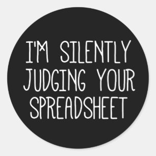 Ik beoordeel je spreadsheet in stilte ronde sticker