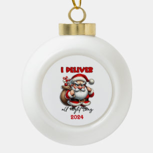Ik bezorg de hele nacht lang kerstman keramische bal ornament
