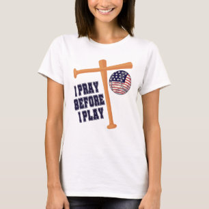 Ik bid voor ik Basebal Game speel T-shirt