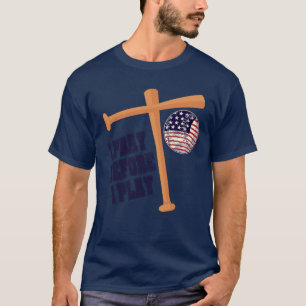 Ik bid voor ik Basebal Game speel T-shirt
