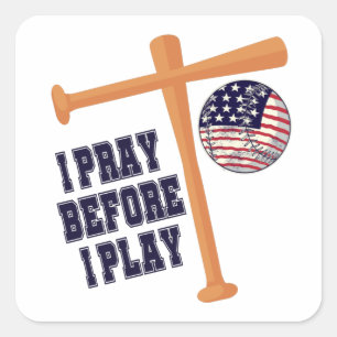 Ik bid voor ik Basebal Game speel Vierkante Sticker