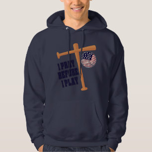 Ik bid voor ik een honkbalwedstrijd speel hoodie