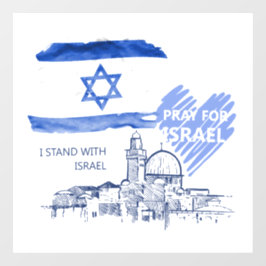 Ik bid voor Israël, ik sta achter Israël. wereldvr Raamsticker