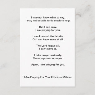 "Ik bid voor je" gedicht Informatiekaartje