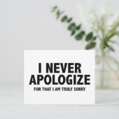 Ik bied nooit mijn excuses aan. Het spijt me echt. Briefkaart (Staand voorkant)