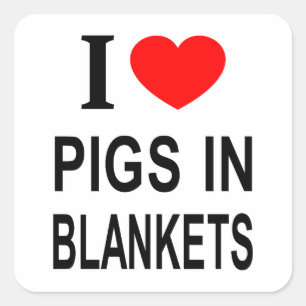 Ik ❤️ BIGGETJES IN DEKEN Ik HOU VAN BIGGETJES IN D Vierkante Sticker