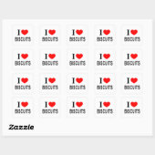 Ik ❤️ BISCUITS Ik HOU VAN BISCUITS Ik HEB HART VOO Vierkante Sticker (Vel)