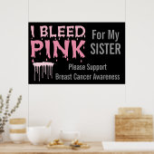 Ik blaas roze voor mijn zuster Borstkanker Poster (Keuken)