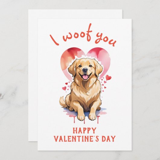 Ik blaf je gouden retriever hond valentijnsdag feestdagenkaart (Voorkant / Achterkant)
