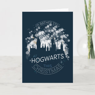 Ik blijf liever op HOGWARTS™ Magische Lichten Kuns Feestdagen Kaart