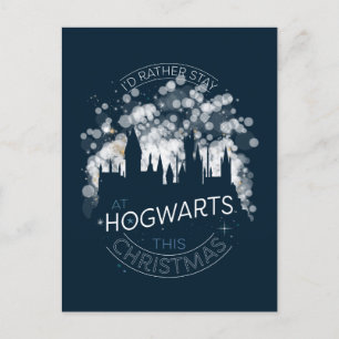 Ik blijf liever op HOGWARTS™ Magische Lichten Kuns Feestdagenkaart