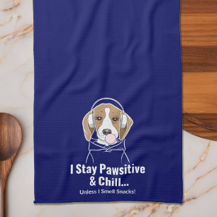 Ik blijf positief en chill Beagle grappige hond Theedoek