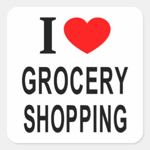 Ik ❤️ BOODSCHAPPEN DOEN Ik HOU VAN BOODSCHAPPEN DO Vierkante Sticker