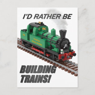 "Ik bouw liever treinen" briefkaart
